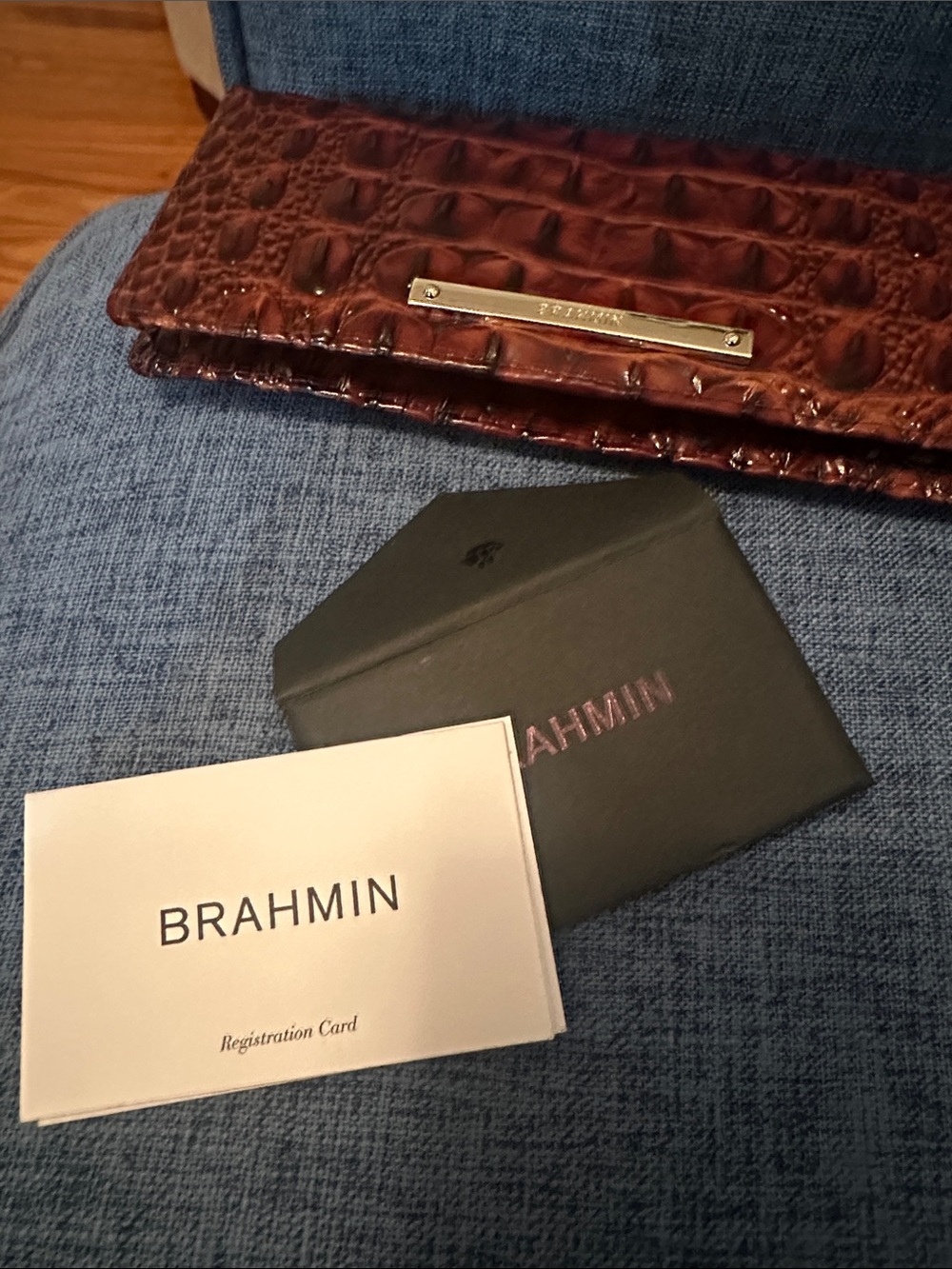 Brahmin Glossy Brown Croc-Embossed Leather Wallet - Picture 6 of 6